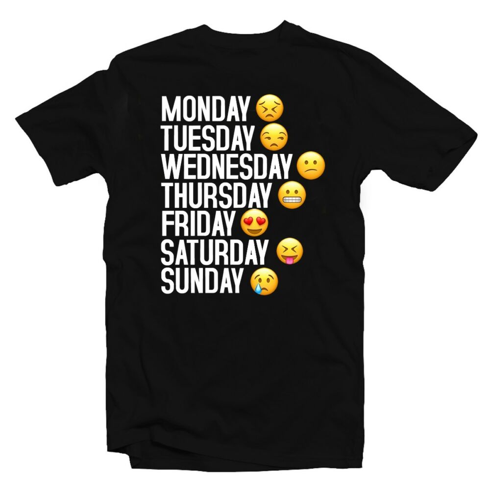 Monday to Sunday Emoji Vicces Póló