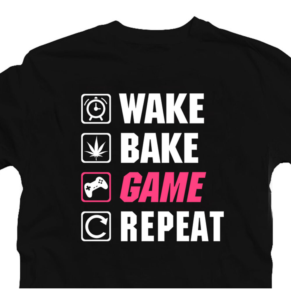 Wake, Bake, Game, Repeat Geek Póló 3