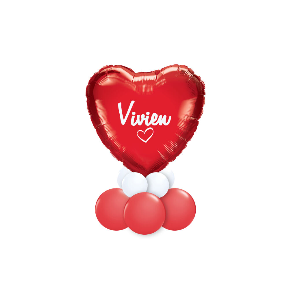 Feliratozható Piros Fehér Szív Alakú Ajándék Dekoráció Lufiból Valentin-napra