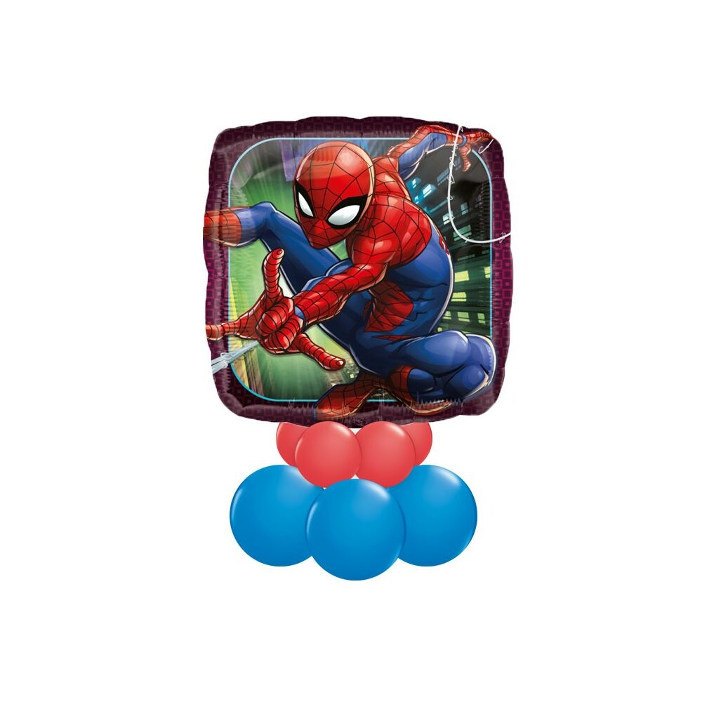 Pókember - Spiderman Mintás Kék Piros Ajándék Dekoráció Lufiból