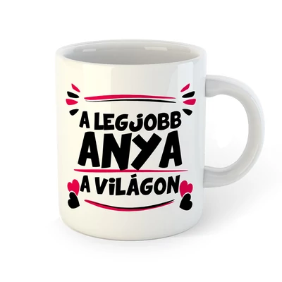 A Legjobb Anya a Világon Pink Szívek Ajándék Bögre