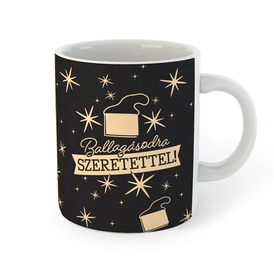 Ballagásodra Szeretettel Tarisznya Mintás Fekete Ajándék Bögre