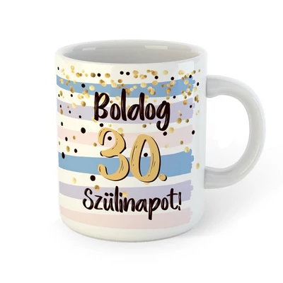 Boldog 30. Szülinapot Feliratú Kék Arany Ajándék Bögre