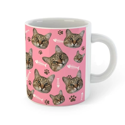 Egyedi Cica Mintás Bögre - Pink