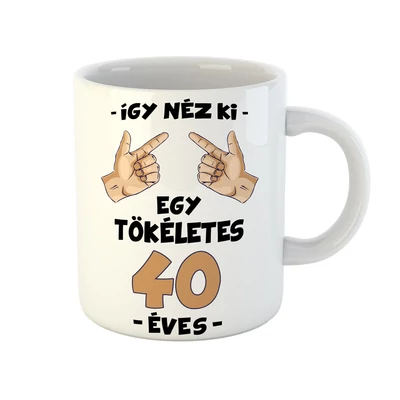 Így Néz Ki Egy Tökéletes 40 Éves! Szülinapi Ajándék Bögre
