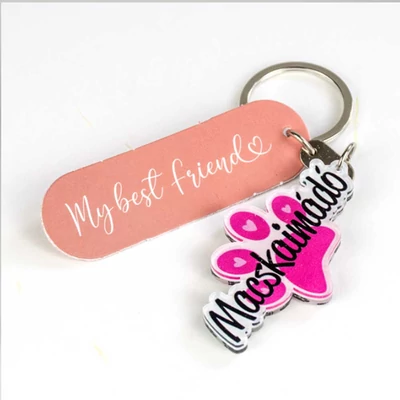 Cicás Kulcstartó - Macskaimádó Felirattal