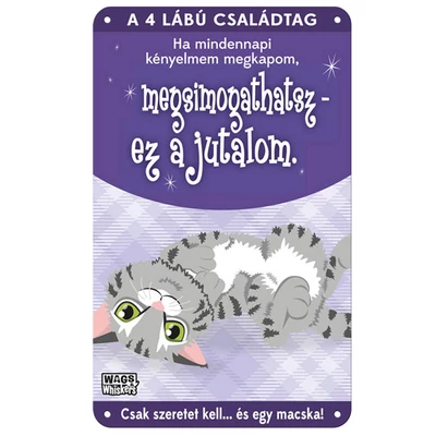 Vau és Miau Cicás Ajándék Fém Ajtótábla - Cirmos Cica