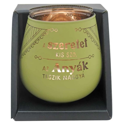 Tükörfényes Mécsestartó - A Szeretet Kis Szó… Felirattal