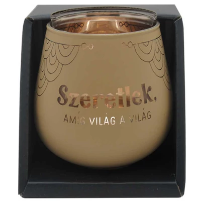 Tükörfényes Mécsestartó - Szeretlek, Amíg Világ a Világ… Felirattal