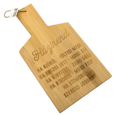 Házirend Feliratú Vicces Ajándék Bambusz Vágódeszka Házirend Feliratú Vicces Ajándék Bambusz Vágódeszka