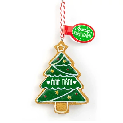 Mézeskalács Figurád: Fenyőfa Alakú Karácsonyfadísz: Óvó Néni
