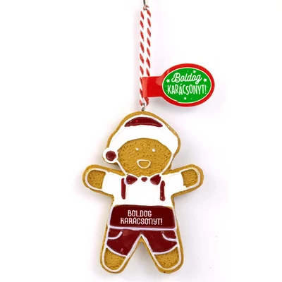 Mézeskalács Figurád Fiú Karácsonyfadísz: Boldog Karácsonyt!