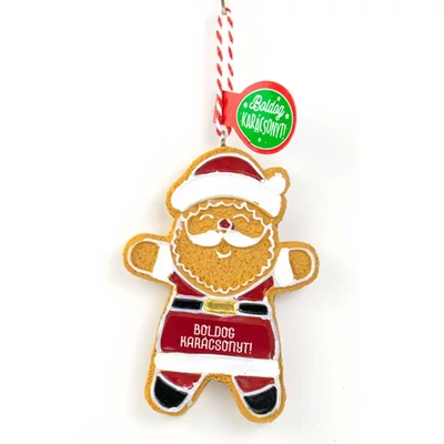 Mézeskalács Figurád: Mikulás Alakú Karácsonyfadísz: Boldog Karácsonyt!