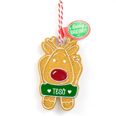 Mézeskalács Figurád: Rénszarvas Alakú Karácsonyfadísz: Tesó
