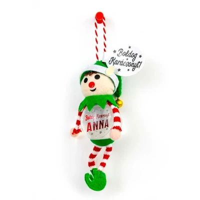 Hógömb Manó Karácsonyfadísz: Boldog Karácsonyt! - Anna