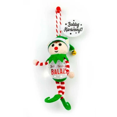 Hógömb Manó Karácsonyfadísz: Boldog Karácsonyt! - Balázs