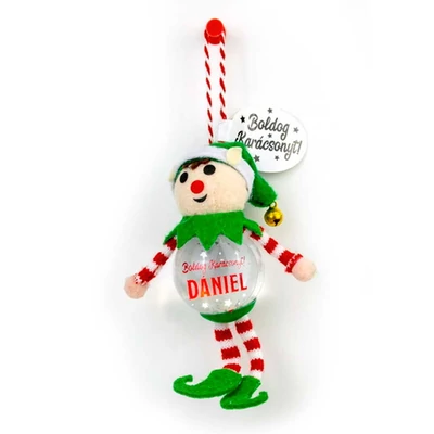 Hógömb Manó Karácsonyfadísz: Boldog Karácsonyt! - Dániel