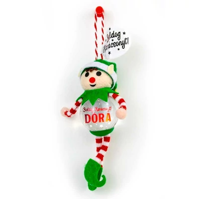 Hógömb Manó Karácsonyfadísz: Boldog Karácsonyt! - Dóra