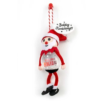 Hógömb Manó Karácsonyfadísz: Legjobb Nagyapa Mikulás