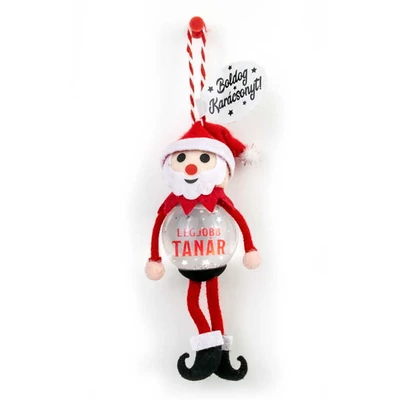 Hógömb Manó Karácsonyfadísz: Legjobb Tanár Mikulás