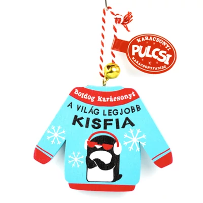 Karácsonyi Pulcsi Dísz: A Világ Legjobb Kisfia - Pingvin