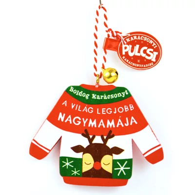 Karácsonyi Pulcsi Dísz: A Világ Legjobb Nagymamája - Rénszarvas