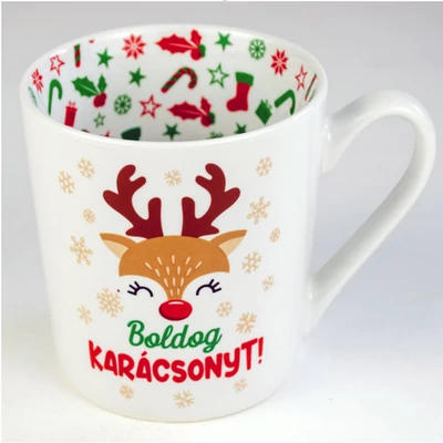 Boldog Karácsonyt Feliratú Lifestyle Karácsonyi Bögre - Rénszarvas Boldog Karácsonyt Feliratú Lifestyle Karácsonyi Bögre - Rénszarvas