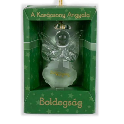 A Karácsony Angyala Dísz - Boldogság Felirattal