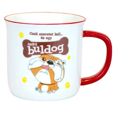 Csak Szeretet Kell és Egy Angol Buldog Ajándék Bögre Kutya Gazdiknak