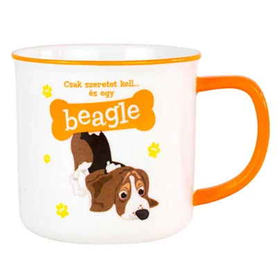 Csak Szeretet Kell és Egy Beagle Ajándék Bögre Kutya Gazdiknak