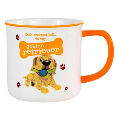 Csak Szeretet Kell és Egy Golden Retriever Ajándék Bögre Kutya Gazdiknak