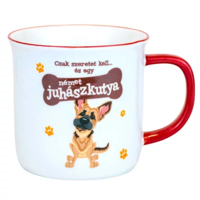 Csak Szeretet Kell és Egy Német Juhászkutya Ajándék Bögre Gazdiknak
