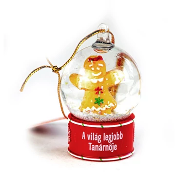 Névre Szóló Hógömb Dísz - A Világ Legjobb Tanárnője Felirattal