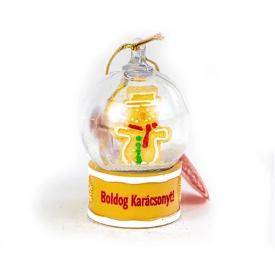 Névre Szóló Hógömb Dísz - Hóember - Boldog Karácsonyt Felirattal