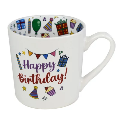Happy Birthday Feliratú, Színes Belsejű Lifestyle Bögre