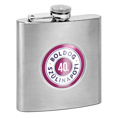 Boldog 40. Szülinapot! Feliratú Ajándék Laposüveg