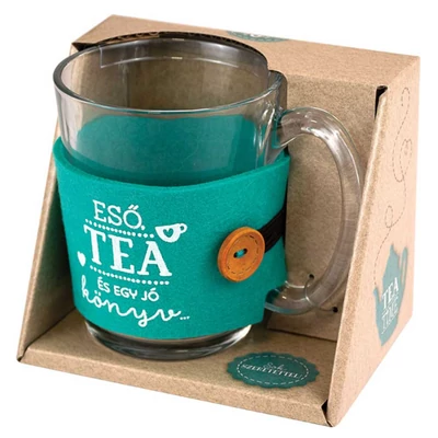Eső, Tea és Egy Jó Könyv Üveg Teás Pohár Eső, Tea és Egy Jó Könyv Üveg Teás Pohár