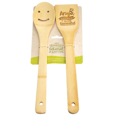 Anya Konyhája Tele Van Szeretettel Bambusz Ajándék Fakanál Szett Anya Konyhája Tele Van Szeretettel Bambusz Ajándék Fakanál Szett