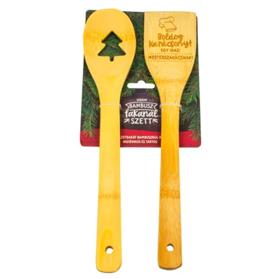 Boldog Karácsonyt… Bambusz Ajándék Fakanál Szett