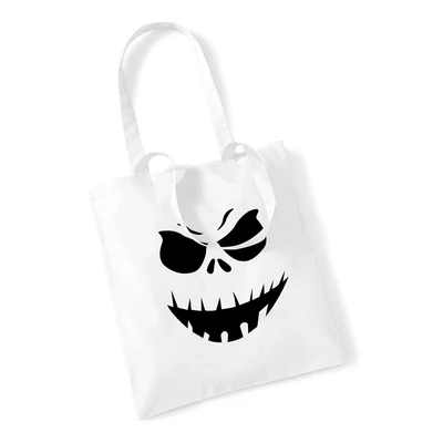 Rémisztő Tökfej Mintás Fehér Fekete Vászon Táska