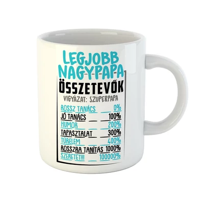 Legjobb Nagypapa Összetevők Ajándék Bögre Legjobb Nagypapa Összetevők Ajándék Bögre