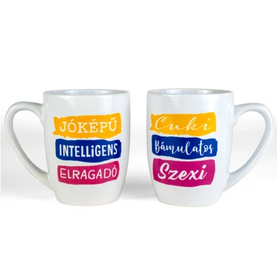 Jóképű, Intelligens, Cuki, Szexi Ajándék Páros Bögre Jóképű, Intelligens, Cuki, Szexi Ajándék Páros Bögre