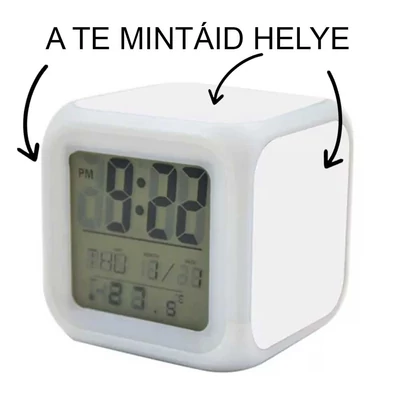 LED-es Ébresztőóra Egyedi Mintával, 8 x 8 cm - 5990 Ft