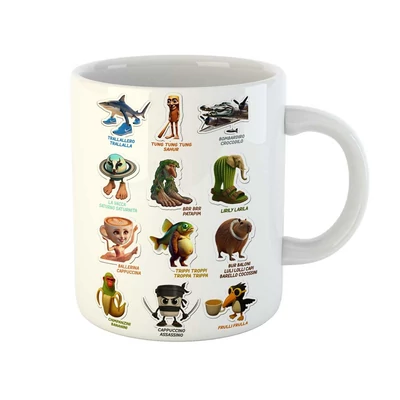 Italian Brainrot Karakterek Ajándék Bögre Italian Brainrot Karakterek Ajándék Bögre