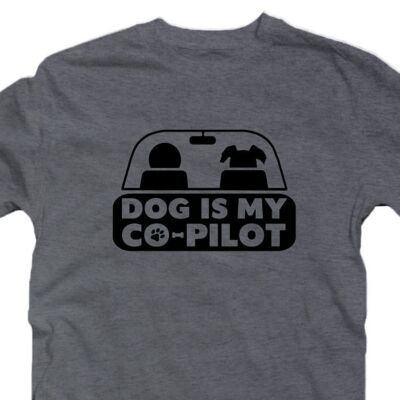 Kép 3/3 - Dog Is My Co-Pilot Állatos Vicces Póló 2