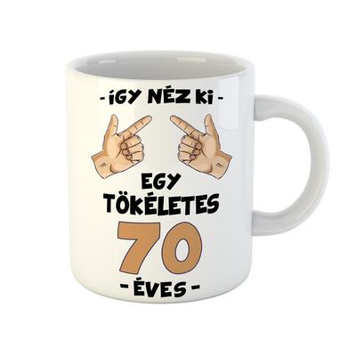 Kép 1/3 - Így Néz Ki Egy Tökéletes 70 Éves! Szülinapi Ajándék Bögre