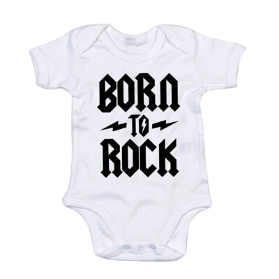 Kép 1/4 - Born to Rock Feliratú Cuki Baba Body Ruha