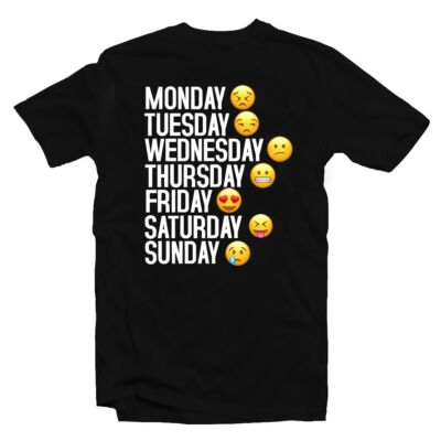 Kép 1/2 - Monday to Sunday Emoji Vicces Póló