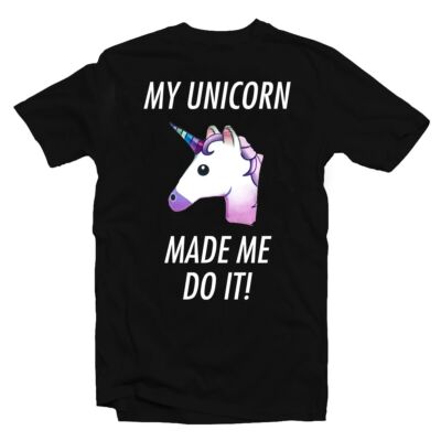 Kép 1/2 - My Unicorn Made Me Do It Vicces Emoji Póló