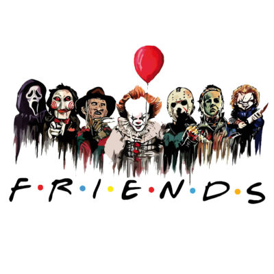 Kép 2/2 - Friends Horror Mintás Ajándék Póló Halloween-re 2